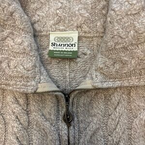 Shannon Woolen Mills Super Soft Merino Oatmeal Wool Women Sweater S Full-Zip